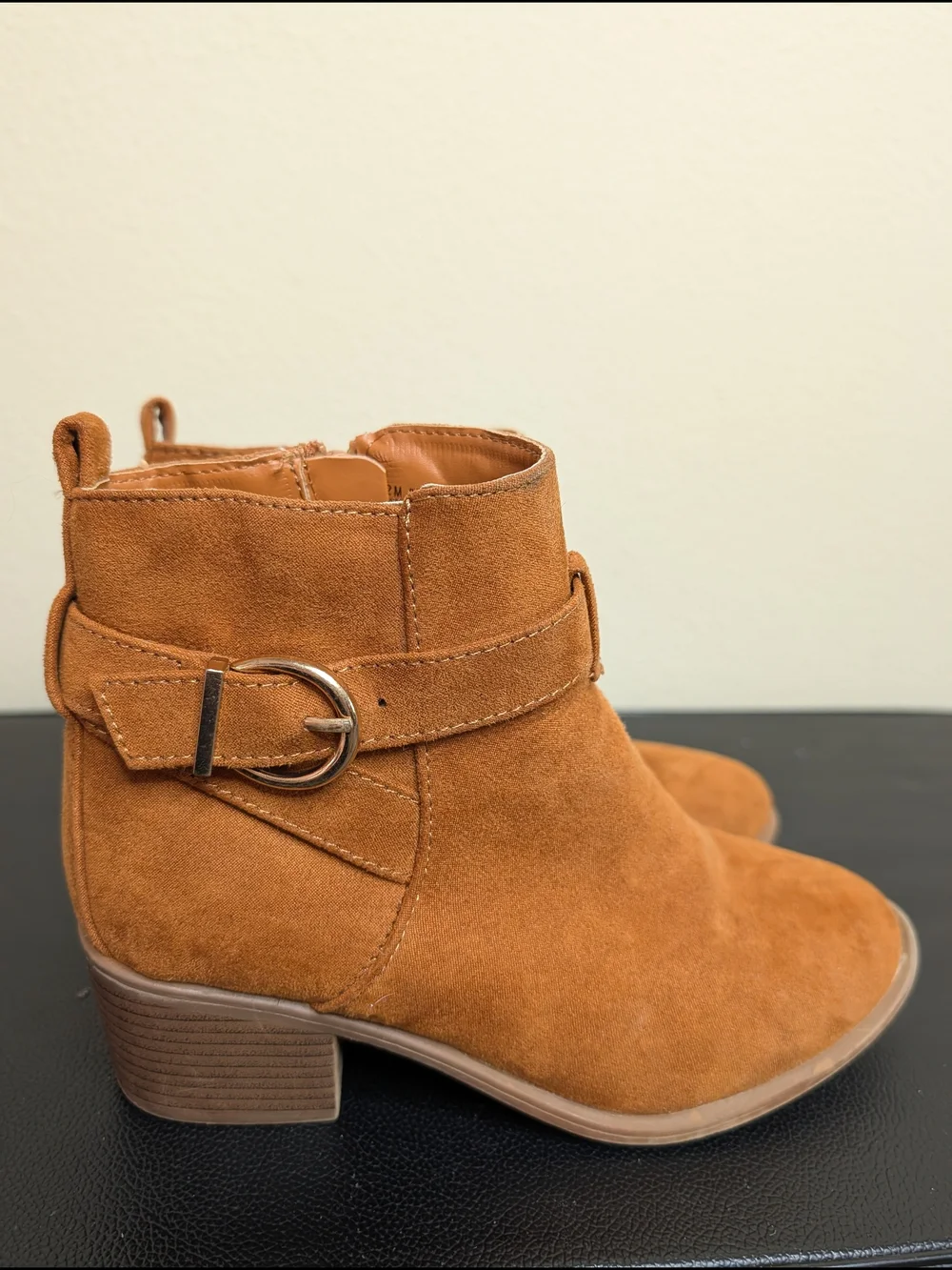 Sugar Bierock Tan Faux Suede Ankle Boots Buckle Detail Girls Size 2